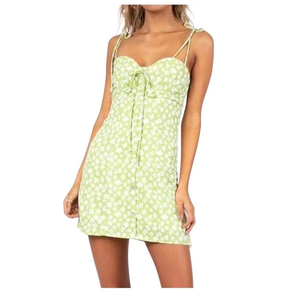 Princess Polly Floral Lime Mini Dress Sz 10